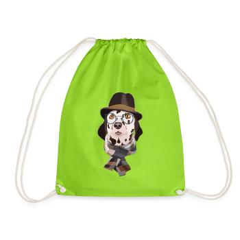 Dalmatinischer Hund mit Brille - Turnbeutel - Neongrün - Vorne