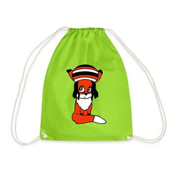 Fuchs Raggae Jamaika Hut Rasta Locken Chill Mütze - Turnbeutel - Neongrün - Vorne
