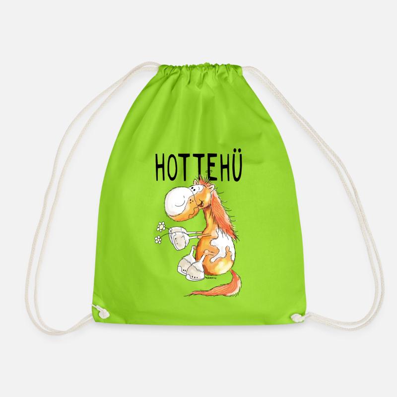 Hottehü Pferd - Pferde - Pony - Pferdchen - Comic - Turnbeutel - Neongrün