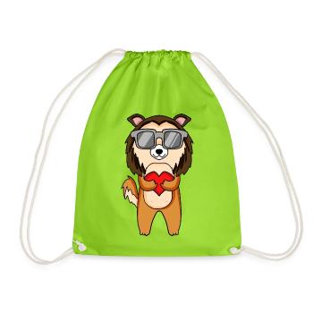 Chien de berger avec lunettes de soleil et cœur - Sac de sport léger - vert néon - Devant
