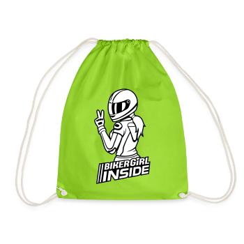 Biker Girl à l’intérieur (couleurs changeables) - Sac de sport léger - vert néon - Devant