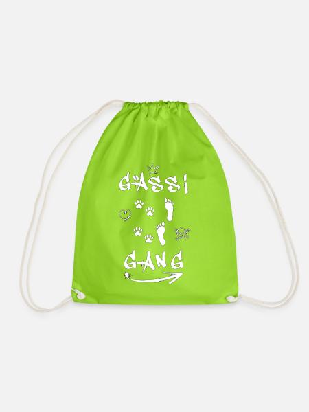 Hund Mensch Gassi Gang - Turnbeutel - Neongrün
