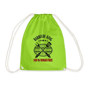 Barbecue King -100% Vegan Free - Grill & BBQ - Drawstring Bag - neon green - Front