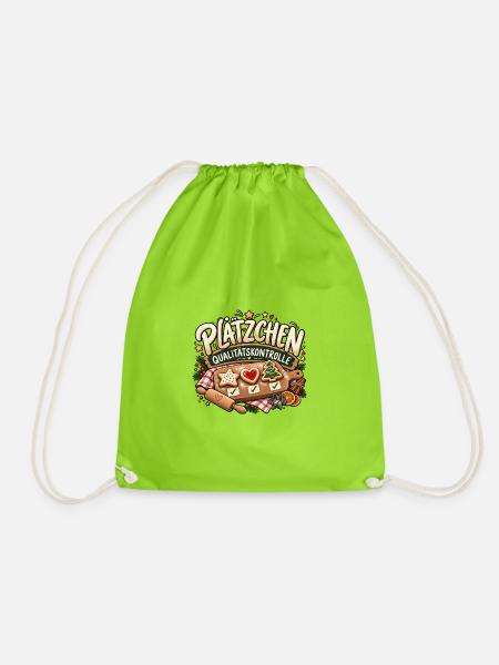 Plätzchen Lustiges Weihnachtsdesign - Turnbeutel - Neongrün