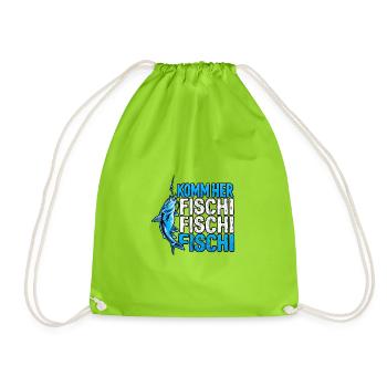 Komm Herr Fischi Angler - Turnbeutel - Neongrün - Vorne
