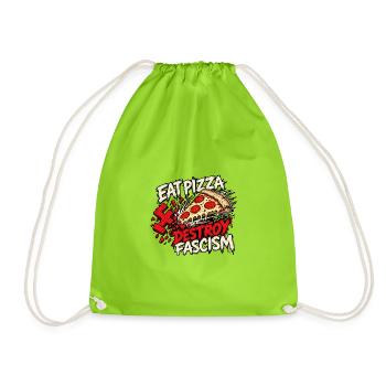 Eat Pizza Destroy Fascism - Turnbeutel - Neongrün - Vorne