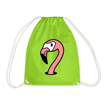 visage tête trou étage flamingo clip-art voiture comique - Sac de sport léger - vert néon - Devant
