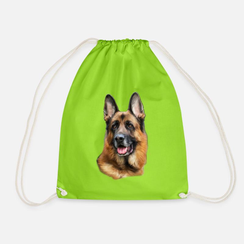 Deutscher Schäferhund Kopf - Turnbeutel - Neongrün