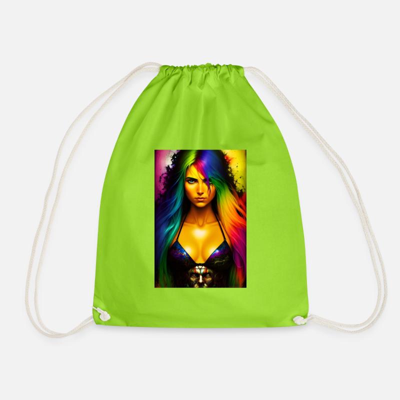 Rainbow Girl - Drawstring Bag - neon green