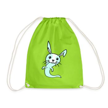 Bunny Ghost Ghost Haunting Halloween Creepy Cute - Drawstring Bag - neon green - Front