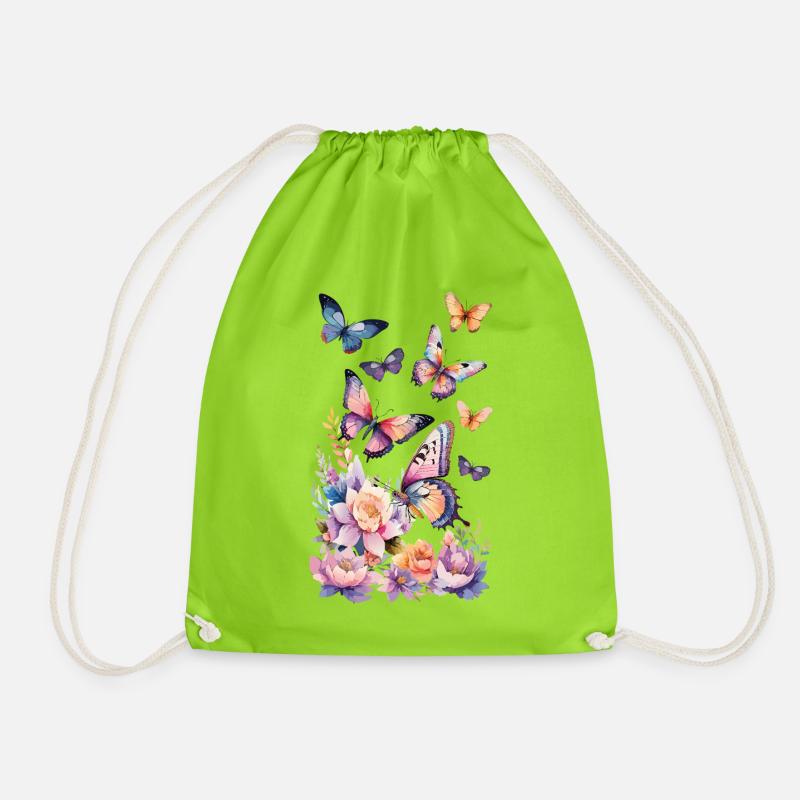 Magie der Schmetterlinge - Kunst, Farben u Eleganz - Turnbeutel - Neongrün