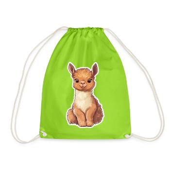 Llama Alpaca Llama Animal Gift - Drawstring Bag - neon green - Front