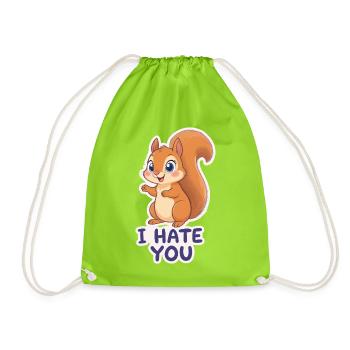 Kawaii Eichhörnchen – I Hate You Cartoon - Turnbeutel - Neongrün - Vorne
