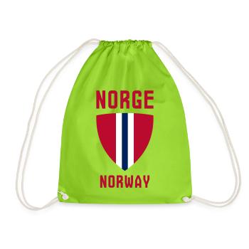 Norge – Norwegen - Turnbeutel - Neongrün - Vorne