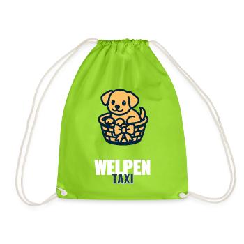 Puppy Taxi Shirt – Gift for Dog Mom, Cute - Drawstring Bag - neon green - Front