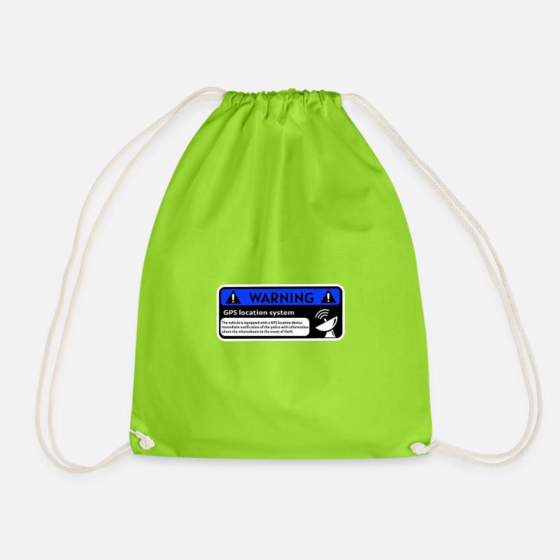 GPS Alert Sticker - Drawstring Bag - neon green