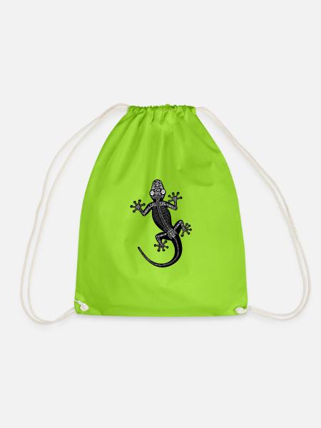 Gecko-Skelett - Turnbeutel - Neongrün