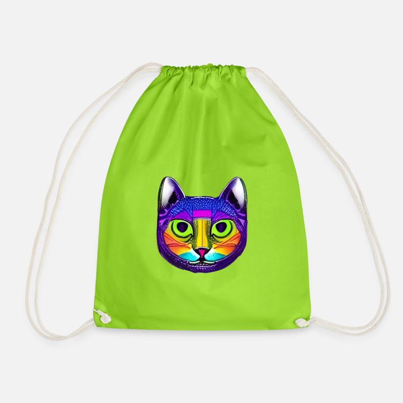 Psychedelic & Trippy Cat - Turnbeutel - Neongrün
