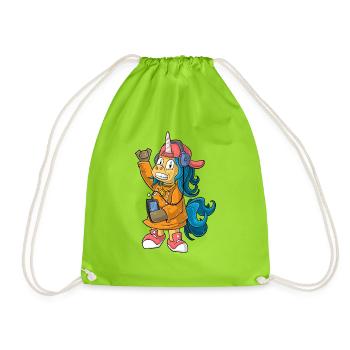 Hip Hop Einhorn - Turnbeutel - Neongrün - Vorne