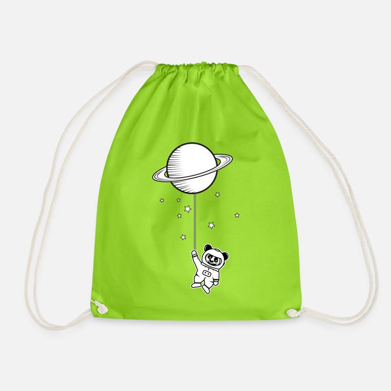 petit ours panda astronaute avec ballon Saturne - Sac de sport léger - vert néon