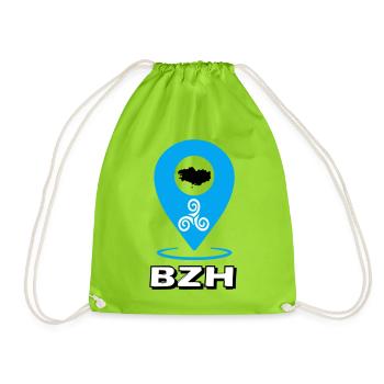 Triskel Breizh Blue - Drawstring Bag - neon green - Front