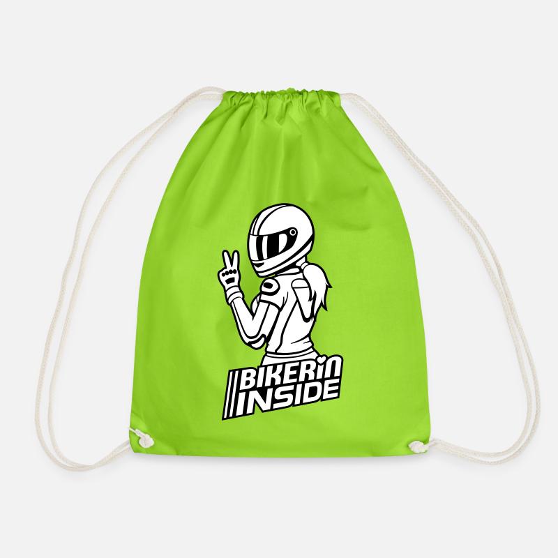 Biker inside (colors can be changed) - Drawstring Bag - neon green