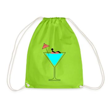 Poolparty | Baden im Cocktail - Turnbeutel - Neongrün - Vorne