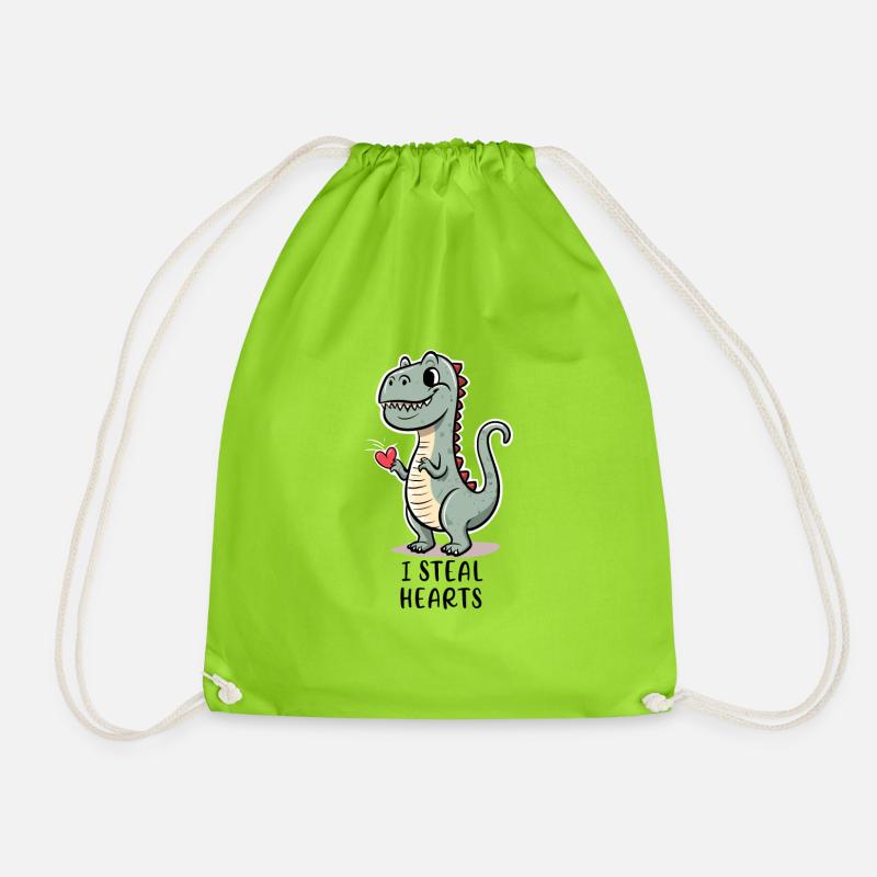 I steal hearts - T-Rex - Turnbeutel - Neongrün
