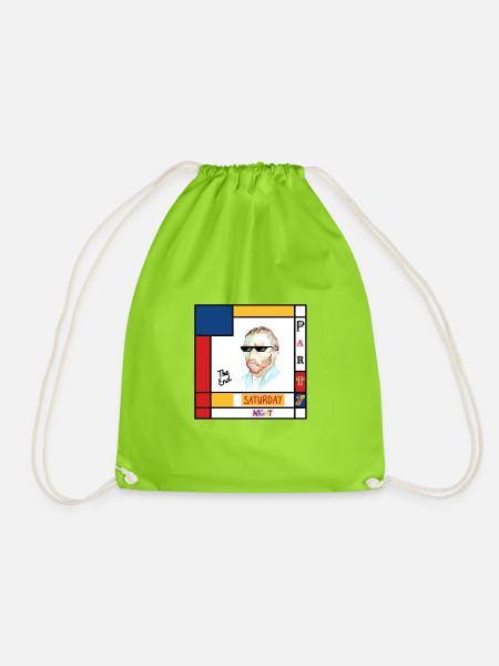 Retro-Mondrian-Porträt Samstag - Turnbeutel - Neongrün