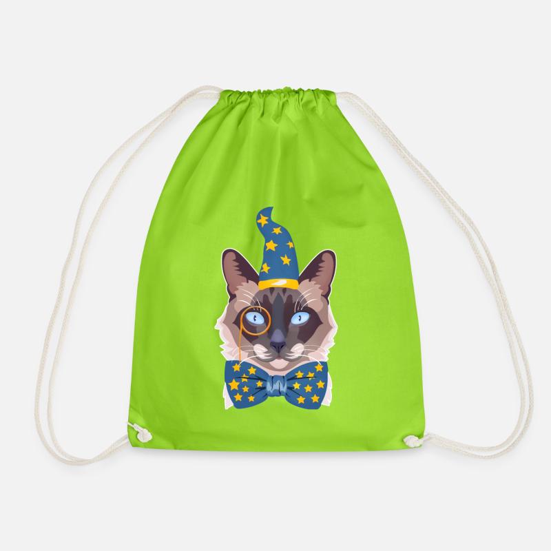 the magician cat - Drawstring Bag - neon green