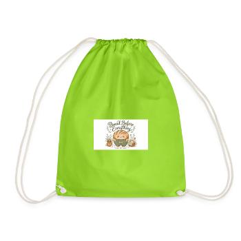 Le pain est principalement des petits pains câlins - Sac de sport léger - vert néon - Devant