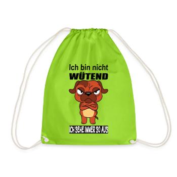 Ich Bin Nicht Wütend Hund - Turnbeutel - Neongrün - Vorne