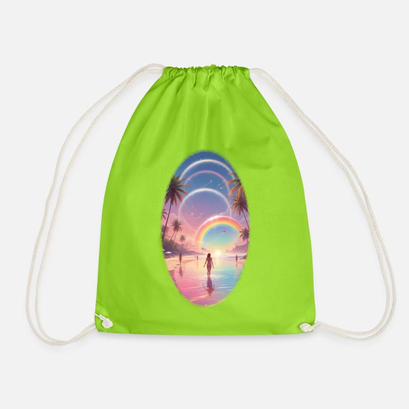 Pastellstrand Regenbogen-Traum - Turnbeutel - Neongrün