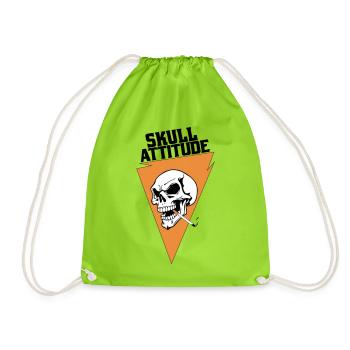 Rebel Skull with Triangle Cigarette - Drawstring Bag - neon green - Front