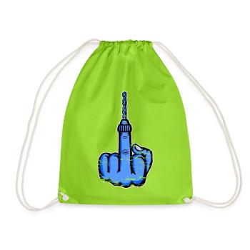 Fuck You Bohrer – Blaus Mittelfinger - Turnbeutel - Neongrün - Vorne