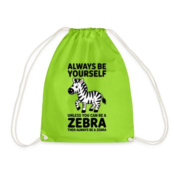 Zebra Spruch Lustiges Zebra Geschenk - Turnbeutel - Neongrün - Vorne