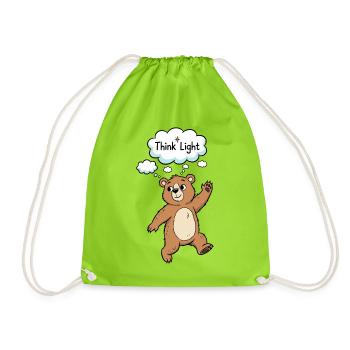Think Light Bear Cartoon Motif - Drawstring Bag - neon green - Front
