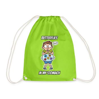 Schmetterlinge in meinem Bauch – lustige Idiom-Zeichentrickserie - Turnbeutel - Neongrün - Vorne