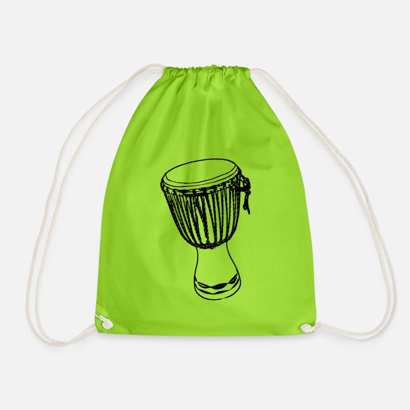 Djembe percussion tamtam african music rhythm - Drawstring Bag - neon green
