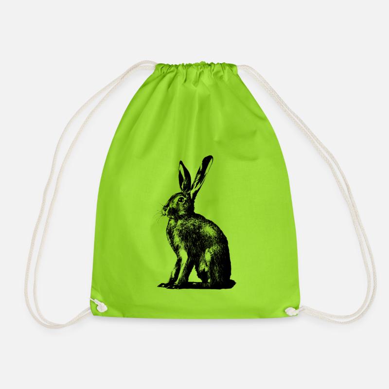 European hare / rabbit - Drawstring Bag - neon green