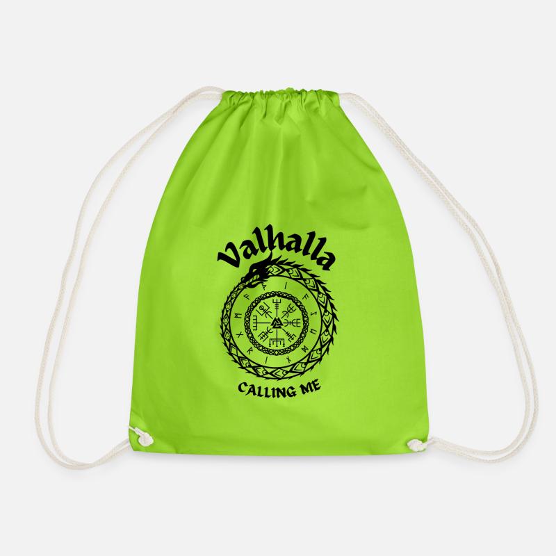 VALHALLA Calling me-VIKING SYMBOLE-WIKINGER RUNEN - Turnbeutel - Neongrün