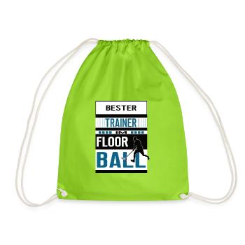 Floorball Trainer bester Floorballtrainer Hockey - Turnbeutel - Neongrün - Vorne