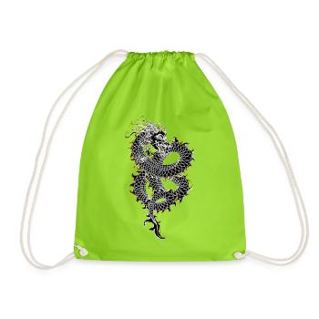 Chinese dragon Long - Drawstring Bag - neon green - Front