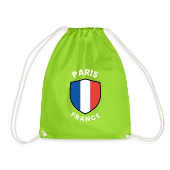 Paris Flag Shield Emblem - Drawstring Bag - neon green - Front
