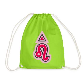 Zodiac Tribal Leo and Fire - Drawstring Bag - neon green - Front