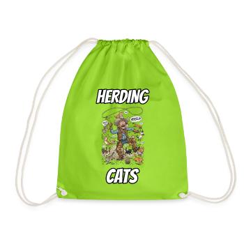 Herding Cats – Lustige, wörtliche Idiom-Zeichentrickserie - Turnbeutel - Neongrün - Vorne