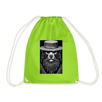 The Silent Grizzly - Drawstring Bag - neon green - Front