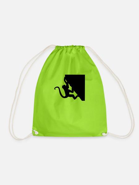 Climbing Monkey - Drawstring Bag - neon green