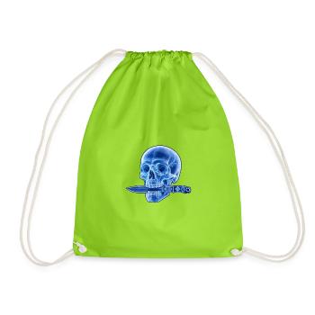 Blue Skull Dagger - Drawstring Bag - neon green - Front