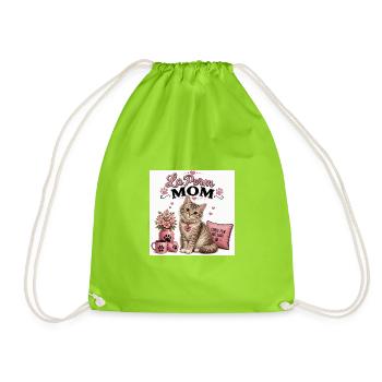 LaPerm Mom Pink Cat Love - Drawstring Bag - neon green - Front